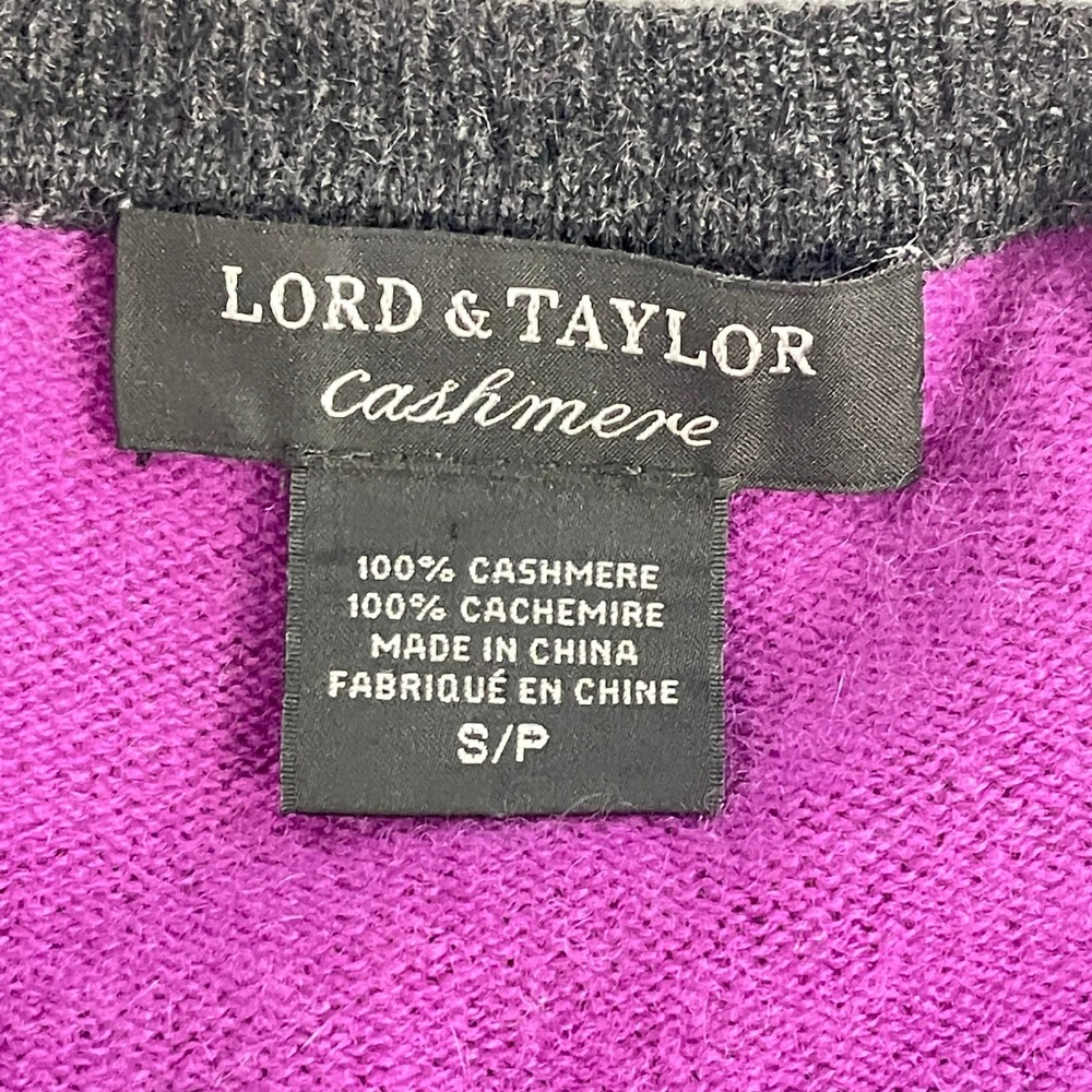 Lord & Taylor Crewneck Sweater Small Gray Purple 100% Cashmere Long Sleeve - Picture 7 of 8
